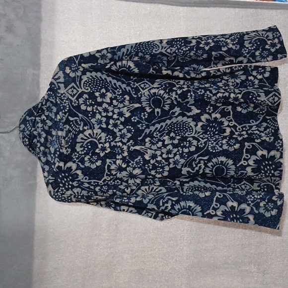 Chaps Women's Medium Blue Floral Pullover Sweatshirt And Turtleneck Style. - Picture 3 of 11